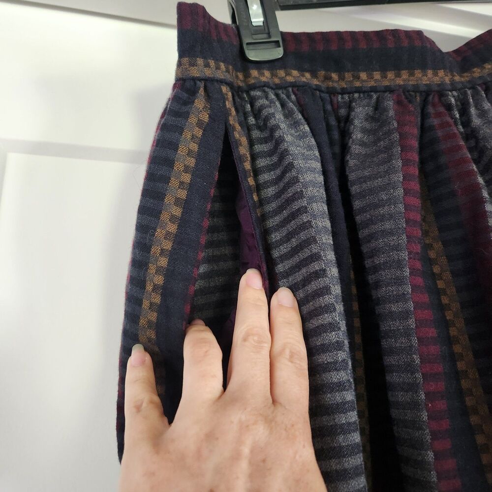 Vintage Evan Picone Pleated Midi Skirt Wool Blend Striped Women’s 10 - Picture 3 of 8